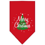 Scribble Merry Christmas Screen Print Bandana Red Small