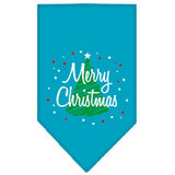 Scribble Merry Christmas Screen Print Bandana Turquoise Small