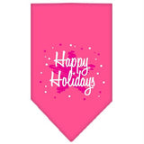 Scribble Happy Holidays Screen Print Bandana Bright Pink Large