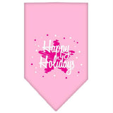 Scribble Happy Holidays Screen Print Bandana Light Pink Large