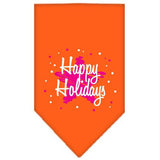 Scribble Happy Holidays Screen Print Bandana Orange Large