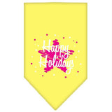 Scribble Happy Holidays Screen Print Bandana Yellow Large