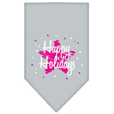 Scribble Happy Holidays Screen Print Bandana Grey Small