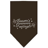 Seasons Greetings Screen Print Bandana Cocoa Small