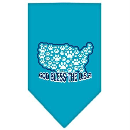 God Bless USA Screen Print Bandana Turquoise Small