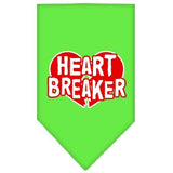 Heart Breaker Screen Print Bandana Lime Green Large