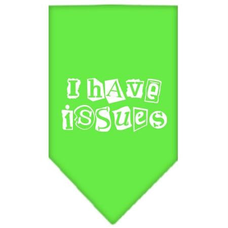 I Have Issues Screen Print Bandana Lime Green Small