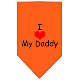 I Heart My Daddy  Screen Print Bandana Orange Large