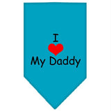 I Heart My Daddy  Screen Print Bandana Turquoise Small