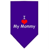I Heart My Mommy  Screen Print Bandana Purple Large