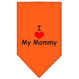 I Heart My Mommy  Screen Print Bandana Orange Small