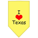 I Heart Texas  Screen Print Bandana Yellow Large