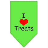 I Heart Treats  Screen Print Bandana Lime Green Large