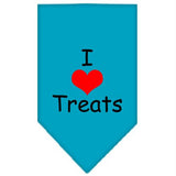 I Heart Treats  Screen Print Bandana Turquoise Large