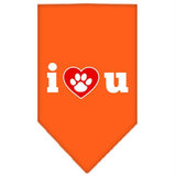 I Love U Screen Print Bandana Orange Large