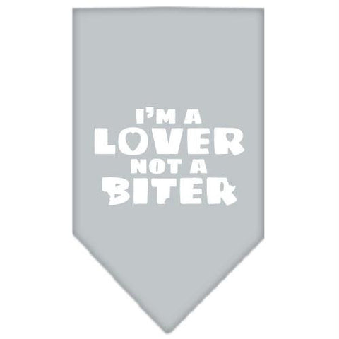I'm a Lover Not a Biter Screen Print Bandana Grey Large