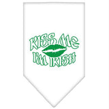 Kiss me I'm Irish Screen Print Bandana White Large