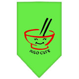 Miso Cute Screen Print Bandana Lime Green Large