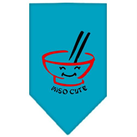 Miso Cute Screen Print Bandana Turquoise Small