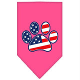 Patriotic Paw Screen Print Bandana Bright Pink Large