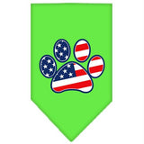 Patriotic Paw Screen Print Bandana Lime Green Large