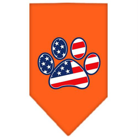 Patriotic Paw Screen Print Bandana Orange Large