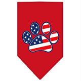 Patriotic Paw Screen Print Bandana Red Large