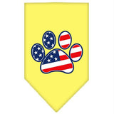 Patriotic Paw Screen Print Bandana Yellow Large