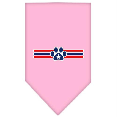 Patriotic Star Paw Screen Print Bandana Light Pink Large