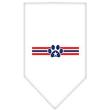 Patriotic Star Paw Screen Print Bandana White Large