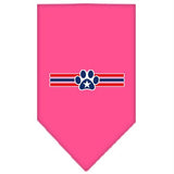 Patriotic Star Paw Screen Print Bandana Bright Pink Small