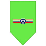 Patriotic Star Paw Screen Print Bandana Lime Green Small