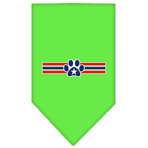 Patriotic Star Paw Screen Print Bandana Lime Green Small