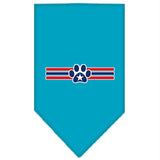 Patriotic Star Paw Screen Print Bandana Turquoise Small