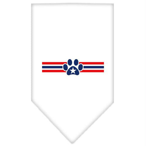 Patriotic Star Paw Screen Print Bandana White Small