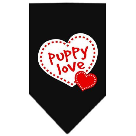 Puppy Love Screen Print Bandana Black Large