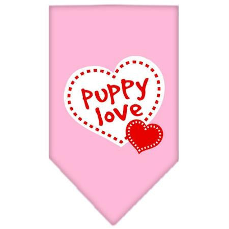 Puppy Love Screen Print Bandana Light Pink Small