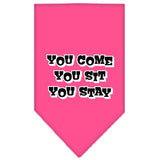 You Come, You Sit, You Stay Screen Print Bandana Bright Pink Large