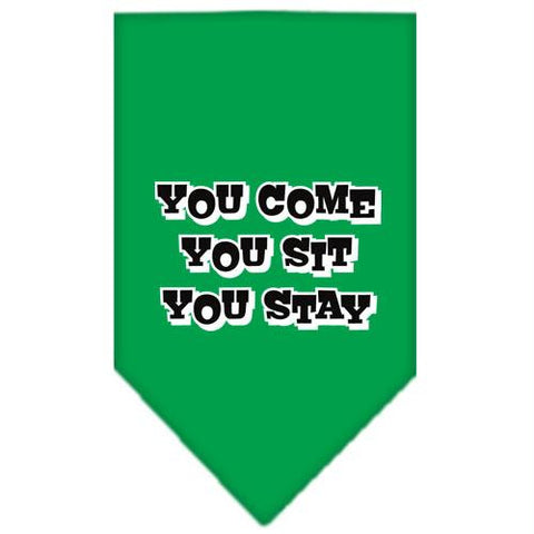 You Come, You Sit, You Stay Screen Print Bandana Emerald Green Large