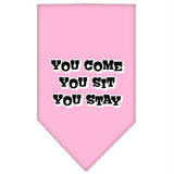 You Come, You Sit, You Stay Screen Print Bandana Light Pink Large