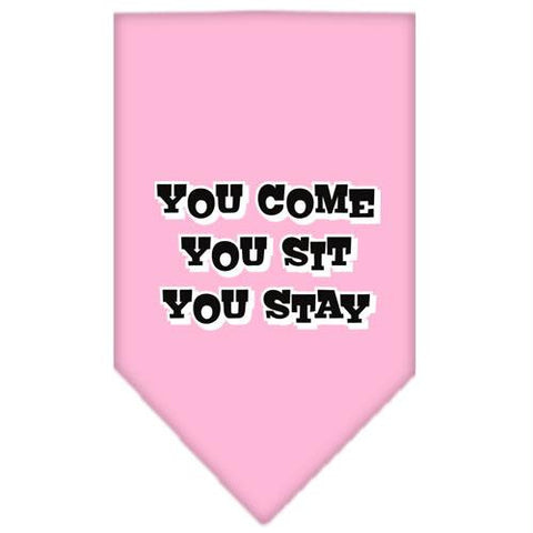 You Come, You Sit, You Stay Screen Print Bandana Light Pink Large