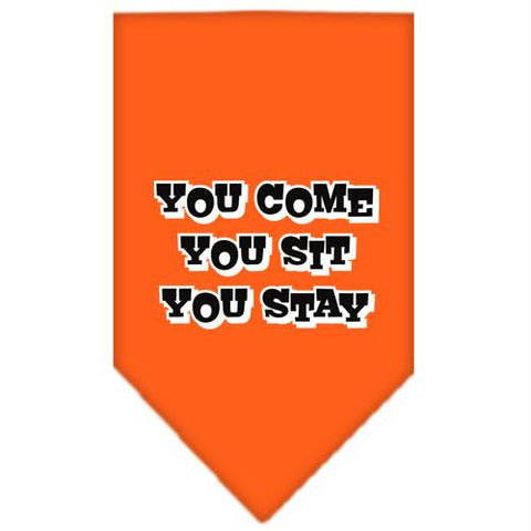 You Come, You Sit, You Stay Screen Print Bandana Orange Large