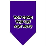 You Come, You Sit, You Stay Screen Print Bandana Purple Large