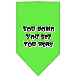 You Come, You Sit, You Stay Screen Print Bandana Lime Green Small