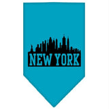 New York Skyline Screen Print Bandana Turquoise Large