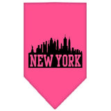 New York Skyline Screen Print Bandana Bright Pink Small