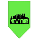 New York Skyline Screen Print Bandana Lime Green Small