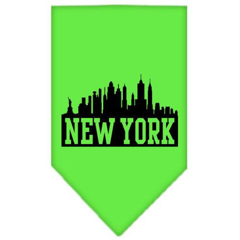 New York Skyline Screen Print Bandana Lime Green Small