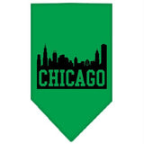 Chicago Skyline Screen Print Bandana Emerald Green Large