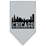 Chicago Skyline Screen Print Bandana Grey Large